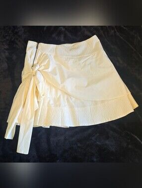 FARM Rio Side Bow Mini Skirt Anthropology Size Small Organic Cotton Nwt